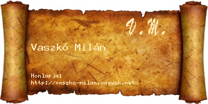 Vaszkó Milán névjegykártya