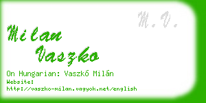 milan vaszko business card