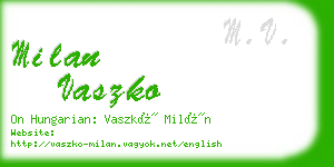 milan vaszko business card